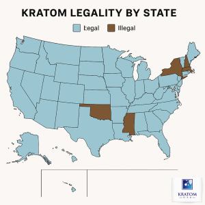 US map of states where kratom is legal