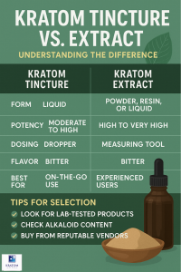 kratom tincture vs extract infographic